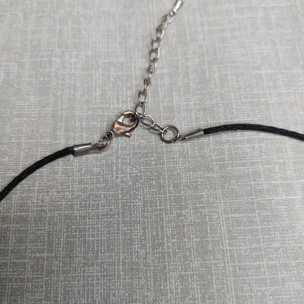 925 Sterling Silver 'Always' Open Heart Tag Pendant Black Cord Necklace  - Picture 4 of 4
